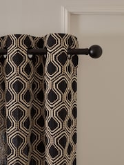 Luxuskollektion Schwergewichtige bestickte geometrische Ösenvorhänge mit Futter - Bild 4 von 5