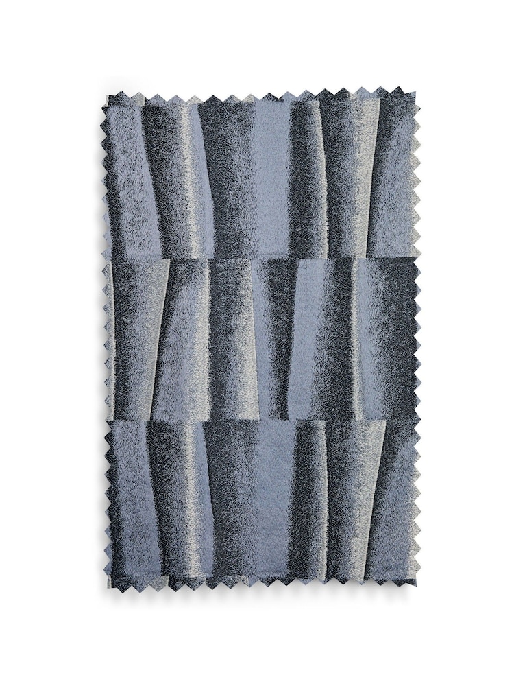 Navy Blue Abstract Blocks Jacquard Eyelet Lined Curtains - Image 6 of 6