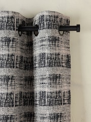Black/White Abstract Jacquard Eyelet Lined Curtains - Image 1 of 6
