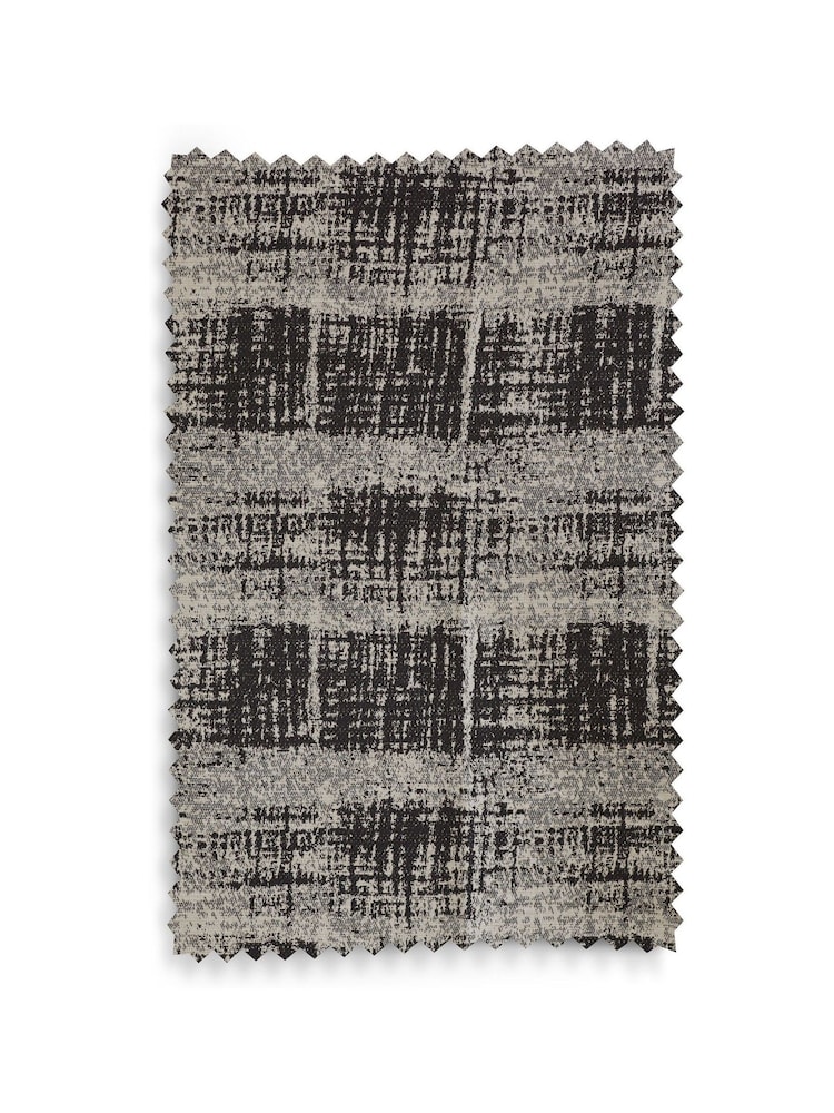 Black/White Abstract Jacquard Eyelet Lined Curtains - Image 6 of 6