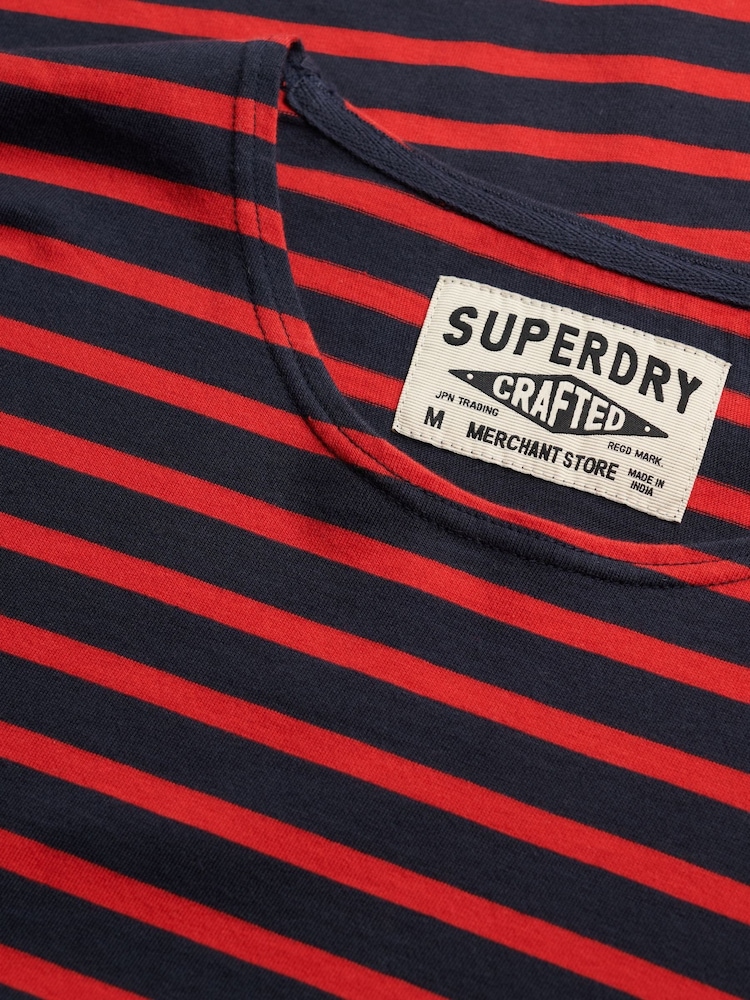 Superdry Navy & Red The Merchant Store - Stripe Long Sleeve Top - Image 7 of 7 Superdry Navy & Red The Merchant Store - Stripe Long Sleeve Top - Image 7 of 7