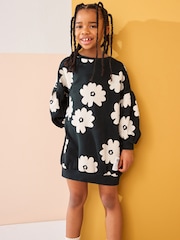 Black/White Flower Jumper Dress (3-16yrs) - Image 1 of 7