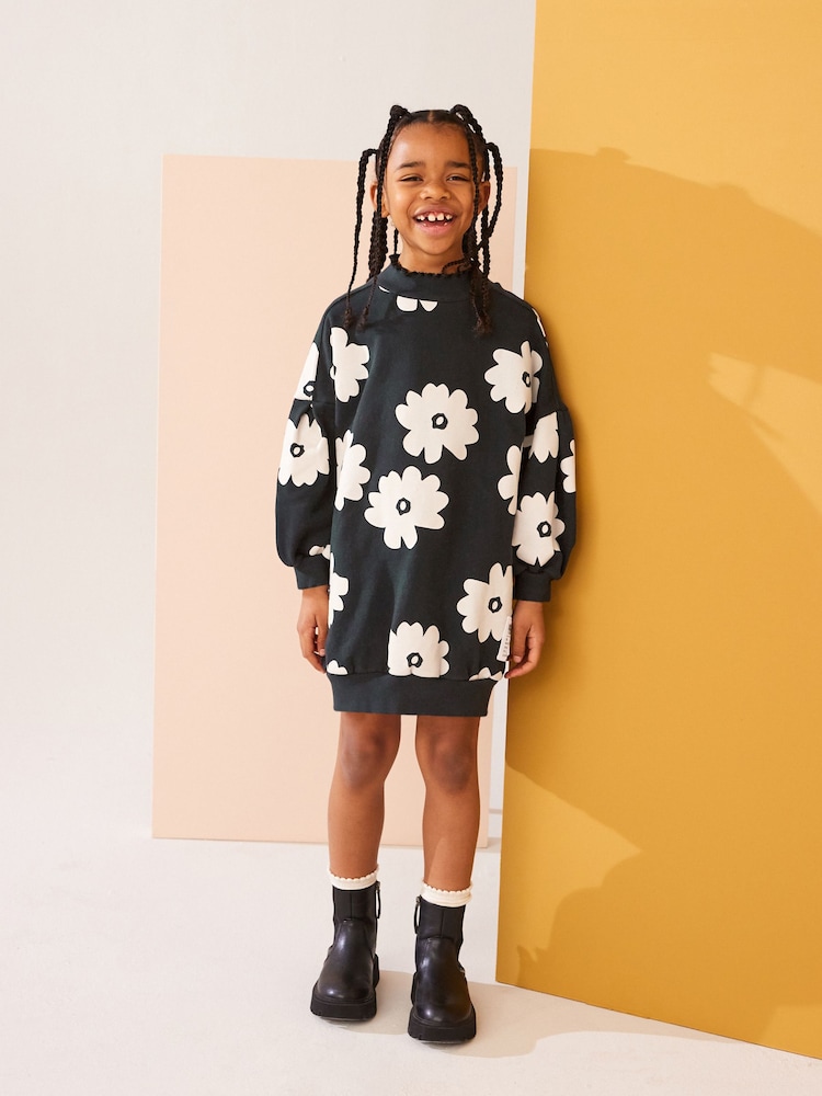 Black/White Flower Jumper Dress (3-16yrs) - Image 2 of 7
