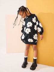 Black/White Flower Jumper Dress (3-16yrs) - Image 3 of 7
