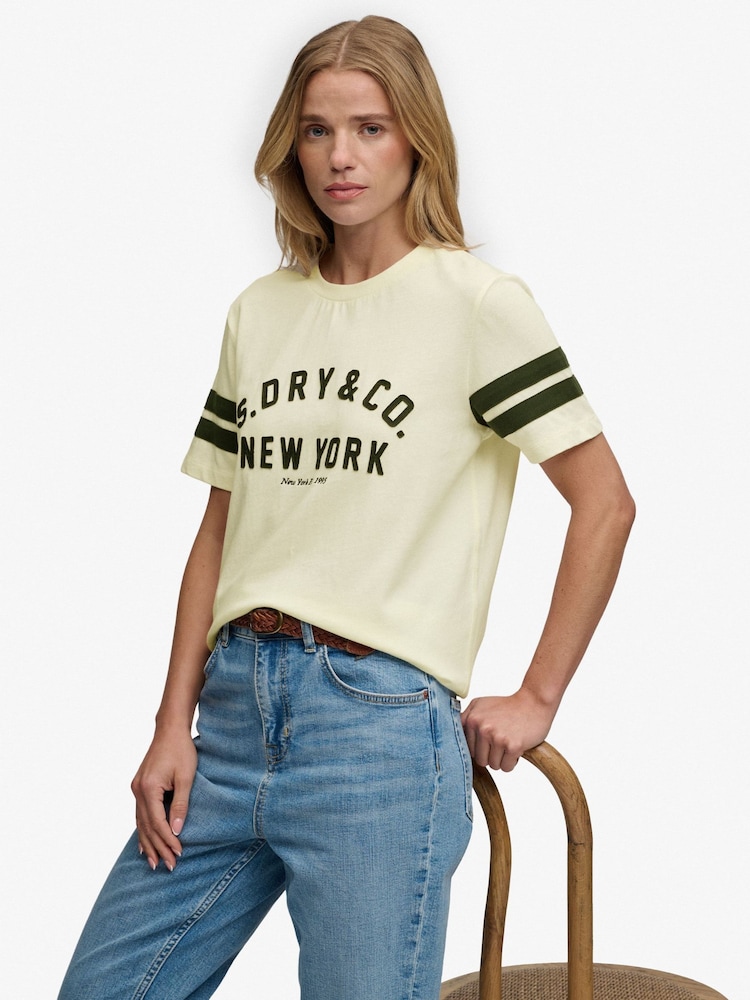 SUPERDRY Cream Country Club Applique T-Shirt - Image 1 of 6