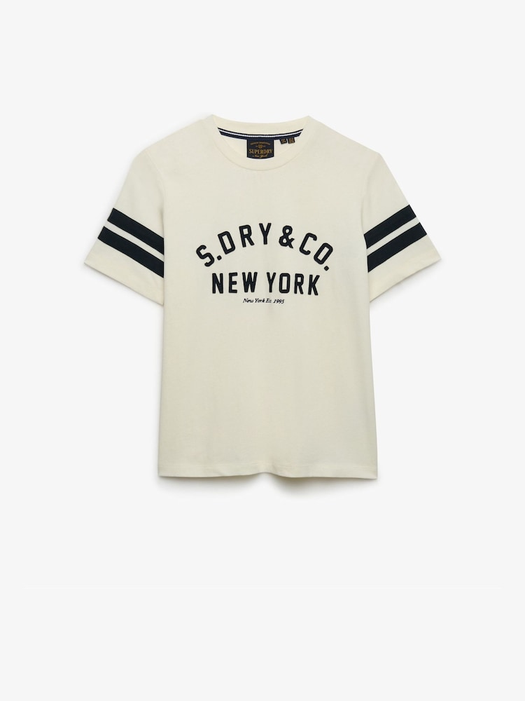 SUPERDRY Cream Country Club Applique T-Shirt - Image 6 of 6