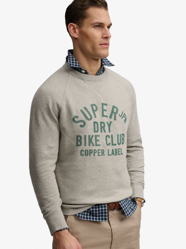 SUPERDRY Grey The Merchant Store - Vintage Print Sweatshirt - Image 1 of 5