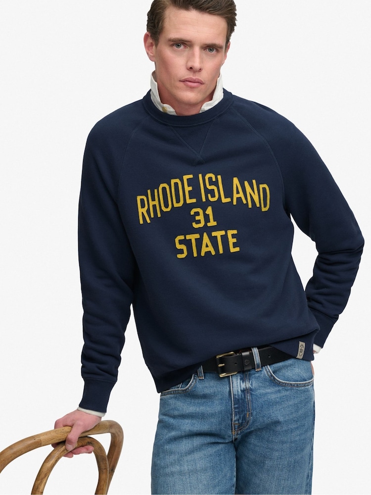 SUPERDRY Blue Merchant Vintage Applique Sweatshirt - Image 1 of 7 SUPERDRY Blue Merchant Vintage Applique Sweatshirt - Image 1 of 7