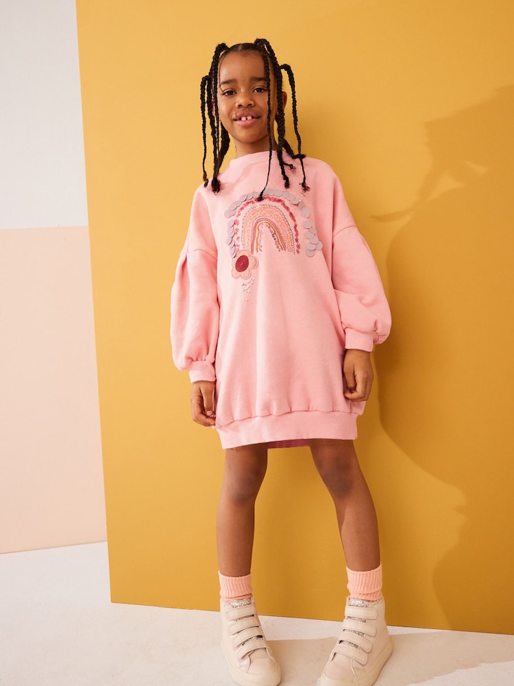 Pink Rainbow Jumper Dress (3-16yrs) - Image 2 of 7