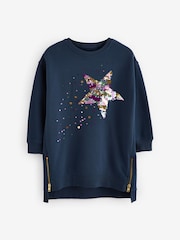 Navy Sequin Star Jumper Dress (3-16yrs) - Image 5 of 8