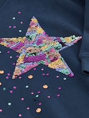 Navy Sequin Star Jumper Dress (3-16yrs) - Image 8 of 8