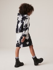 Black/White 100% Cotton Tie Dye Hoodie Dress (3-16yrs) - Image 3 of 7