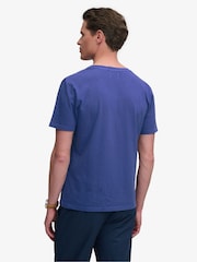 SUPERDRY Blue Classic Cotton Linen V-Neckline T-Shirt - Image 3 of 9