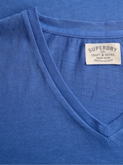SUPERDRY Blue Classic Cotton Linen V-Neckline T-Shirt - Image 9 of 9