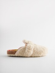 Bath & Body Works Cream Tropical Print Borg Clog Mule Slippers - Image 4 of 8