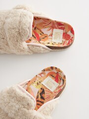 Bath & Body Works Cream Tropical Print Borg Clog Mule Slippers - Image 7 of 8
