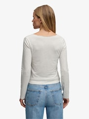 SUPERDRY White Athletic Essential Gathered Long Sleeve Top - Image 3 of 7