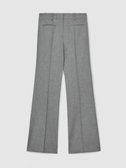 Reiss Grey Rosaria Petite Woven Pintuck-Detail Flared Trousers - Image 2 of 10