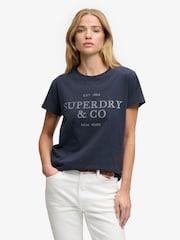 SUPERDRY Blue Luxe Casual Classic T-Shirt - Image 1 of 2