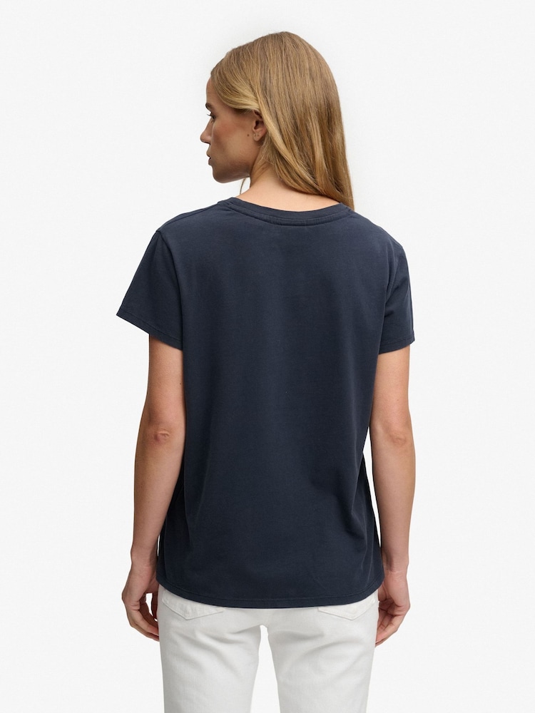SUPERDRY Blue Luxe Casual Classic T-Shirt - Image 2 of 2 SUPERDRY Blue Luxe Casual Classic T-Shirt - Image 2 of 2