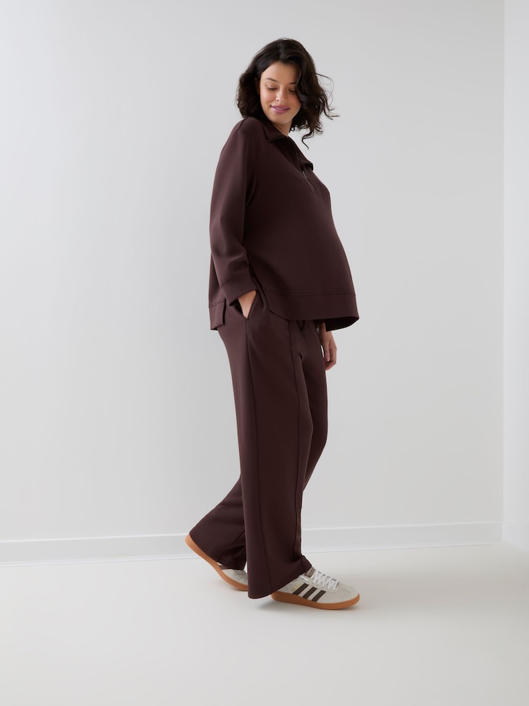JoJo Maman Bébé Co-ord Premium Jersey Maternity Wide Leg Trousers - صورة 2 من 7 JoJo Maman Bébé Co-ord Premium Jersey Maternity Wide Leg Trousers - صورة 2 من 7