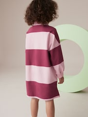Berry Red/Pink Stripe 100% Cotton Rugby Dress (3-16yrs) - Image 2 of 6