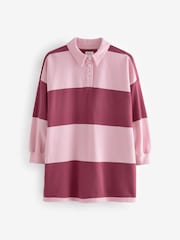 Berry Red/Pink Stripe 100% Cotton Rugby Dress (3-16yrs) - Image 4 of 6