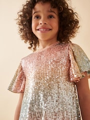 Orange/Blue Ombre Sequin Sparkle Party Dress (3-16yrs) - Image 3 of 6