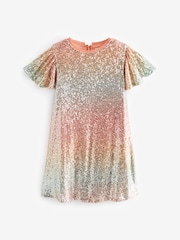 Orange/Blue Ombre Sequin Sparkle Party Dress (3-16yrs) - Image 5 of 6