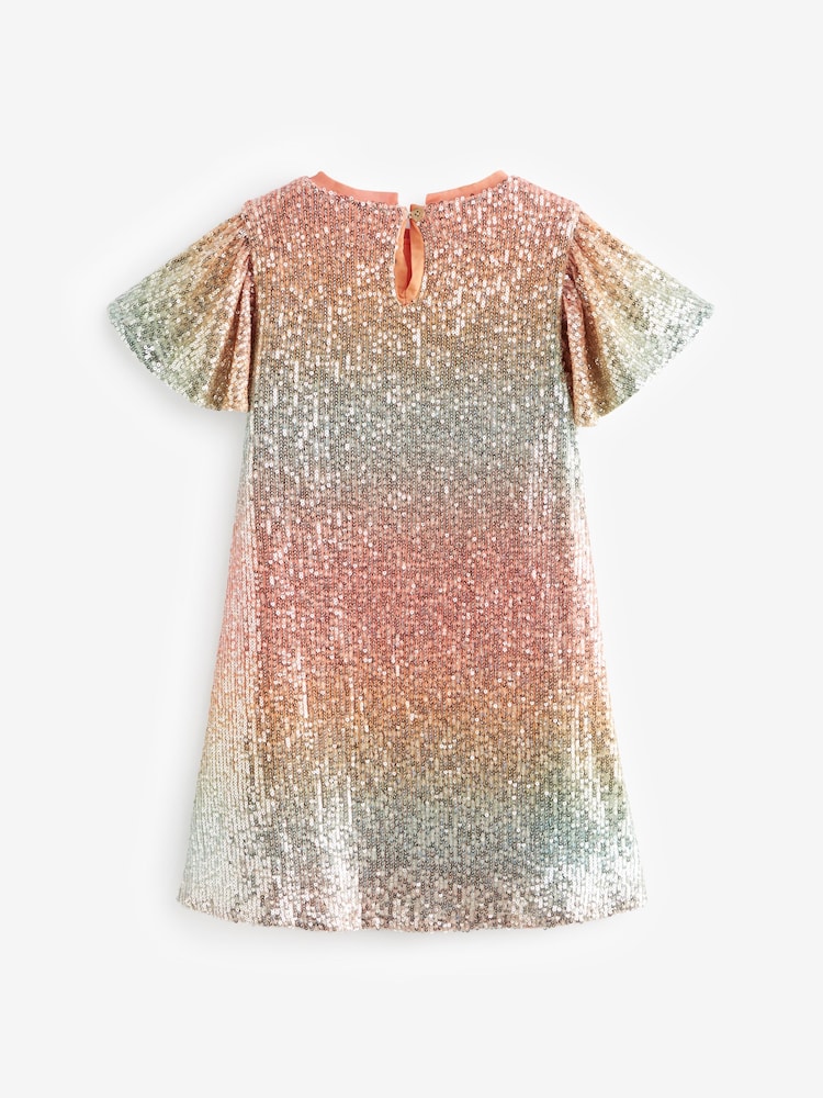 Orange/Blue Ombre Sequin Sparkle Party Dress (3-16yrs) - Image 6 of 6