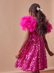 Pink Puff Sleeve Sequin Party Dress (3-14yrs) - Image 4 of 8