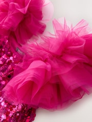 Pink Puff Sleeve Sequin Party Dress (3-14yrs) - Image 7 of 8
