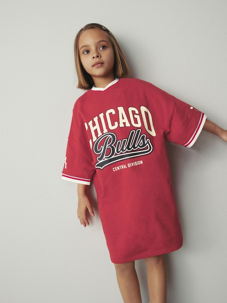 Red Chicago Bulls 100% Cotton NBA Jersey Dress (3-16yrs) - Image 2 of 8