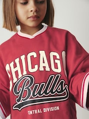 Red Chicago Bulls 100% Cotton NBA Jersey Dress (3-16yrs) - Image 4 of 8
