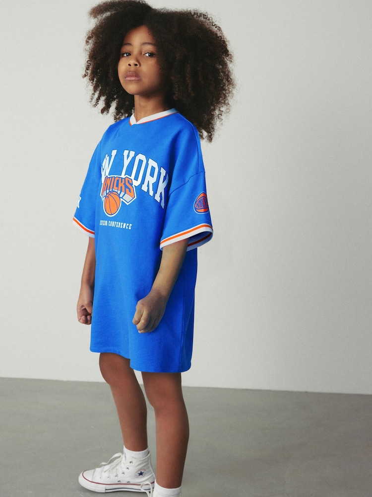 Blue New York Knicks 100% Cotton NBA Jersey Dress (3-16yrs) - Image 2 of 5