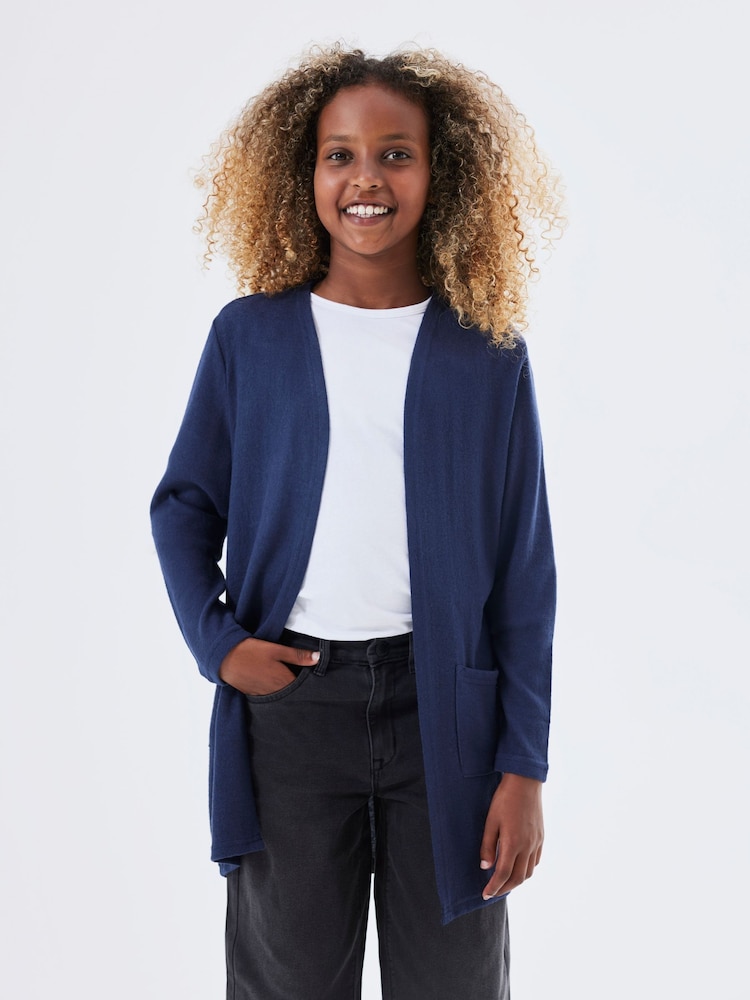Name It Blue Knitted Cardigan with Pockets - Image 1 of 5