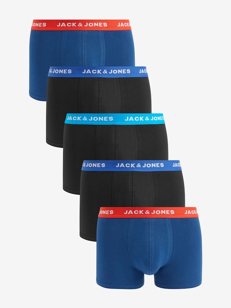 JACK & JONES Blue Boxer Shorts 5 Pack - Image 1 of 11