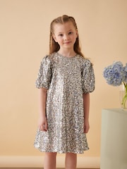 Silver Sequin Party Dress (3-14yrs) - Image 1 of 6