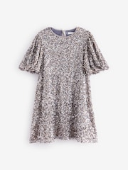 Silver Sequin Party Dress (3-14yrs) - Image 4 of 6