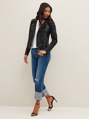 NOISY MAY 100% Cotton Leather Look Biker Jacket - Image 5 of 6