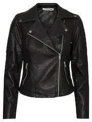 NOISY MAY 100% Cotton Leather Look Biker Jacket - Image 6 of 6