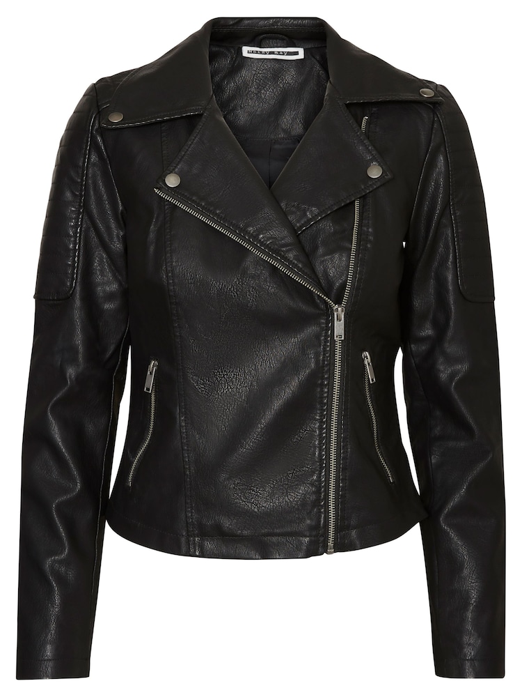 NOISY MAY 100% Cotton Leather Look Biker Jacket - Image 6 of 6