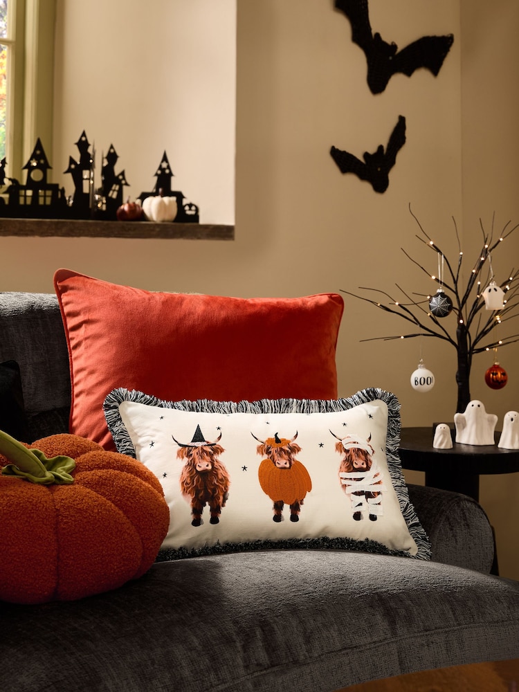 Natural 100% Cotton Halloween Hamish Rectangular Cushion - Image 1 of 7 Natural 100% Cotton Halloween Hamish Rectangular Cushion - Image 1 of 7