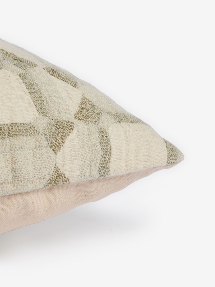 Slate Grey Riri Jacquard Geometric 100% Cotton Cushion - Image 5 of 5