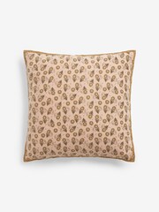 Orange 43 x 43cm Woodblock Floral Cushion - Image 3 of 5