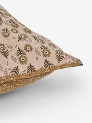 Orange 43 x 43cm Woodblock Floral Cushion - Image 5 of 5