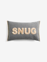 Grey Snug Slogan Cosy Oblong Cushion - Image 2 of 3