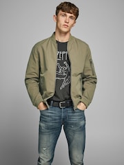 JACK & JONES Green Bomber Jacket - Image 1 of 4