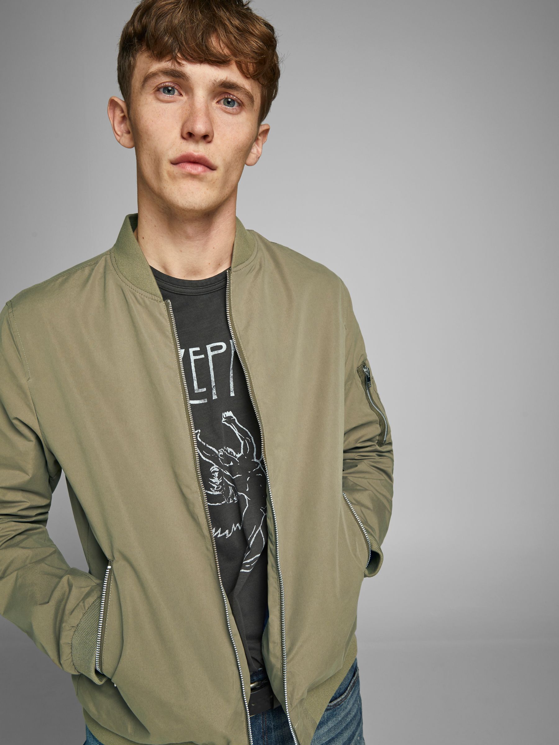 Vintage Sage Green MA-1 Flight Bomber Jacket/nxp/made in