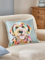 Teal Blue Multi Bright Dog Cushion - Image 1 of 1